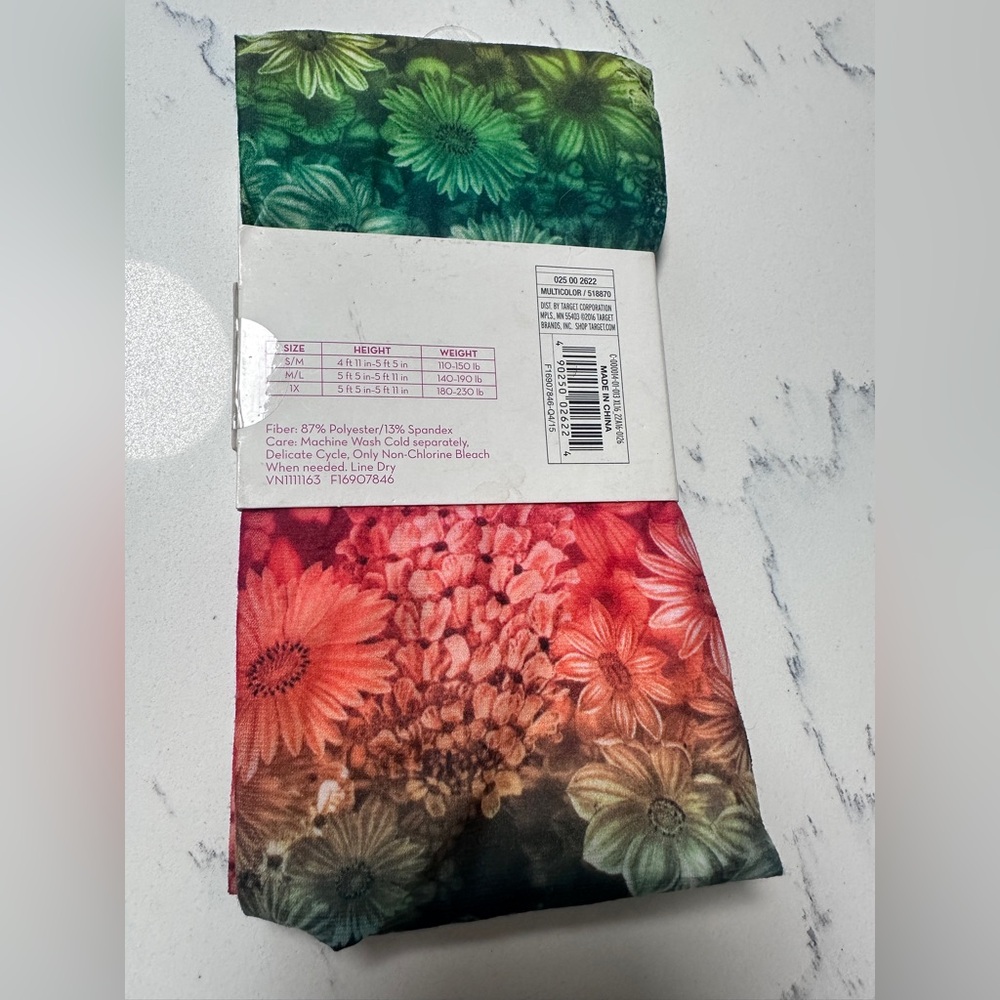 NWT Xhilaration Women’s Multicolor Floral Fashion Tights M/L - Picture 2 of 3